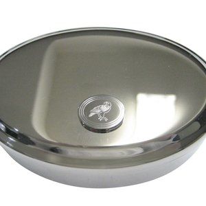 Etched Oval Eagle Bird Oval Trinket Jewelry Box